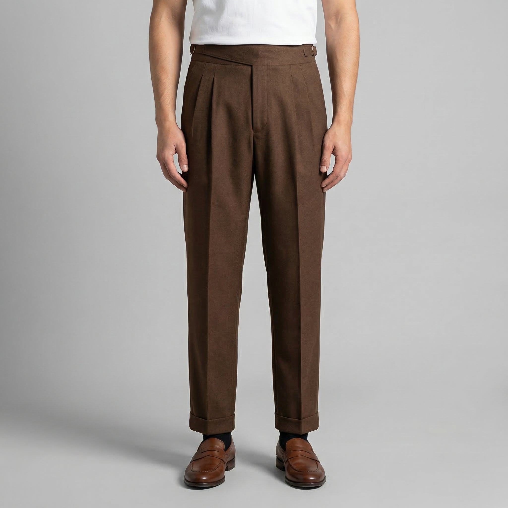 Anzughose Herren mit Tailored Fit und klassischen Bundfalten in Wollmix – Salvatore