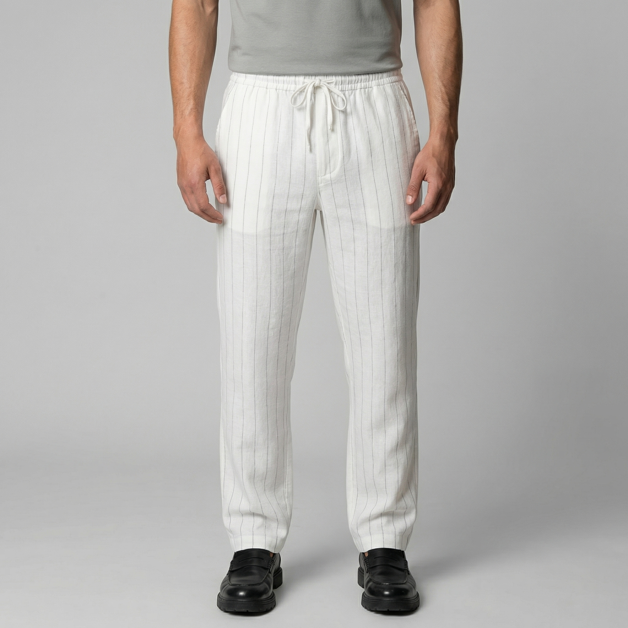 Leinenhose Herren mit Tunnelzugbund und geradem Schnitt – Cornelio