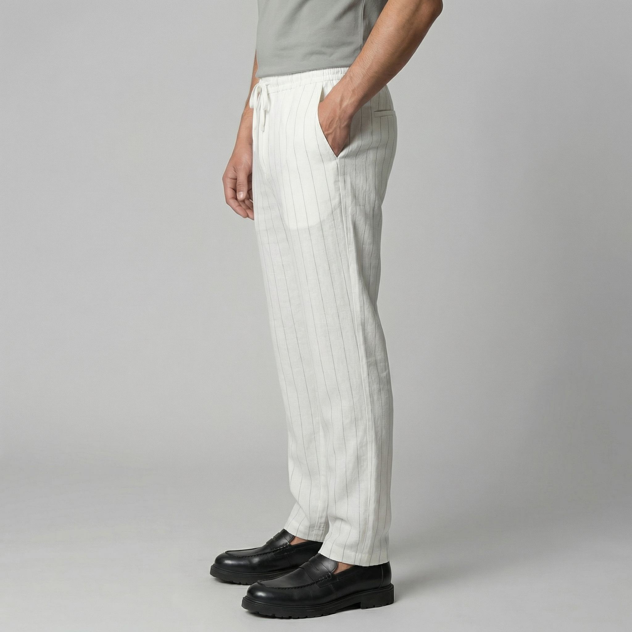 Leinenhose Herren mit Tunnelzugbund und geradem Schnitt – Cornelio
