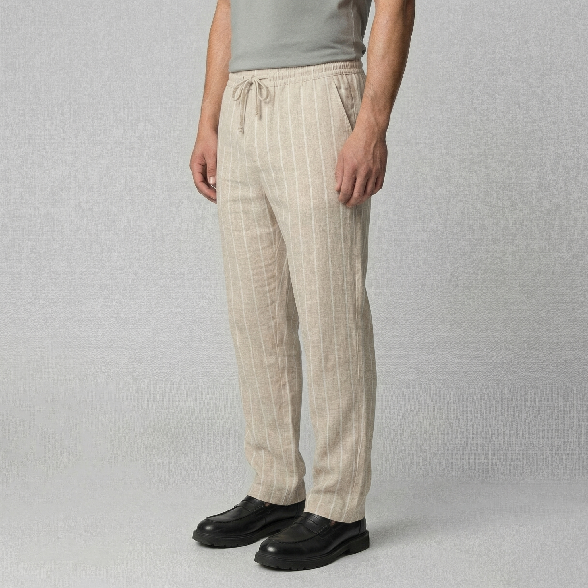 Leinenhose Herren mit Tunnelzugbund und geradem Schnitt – Cornelio
