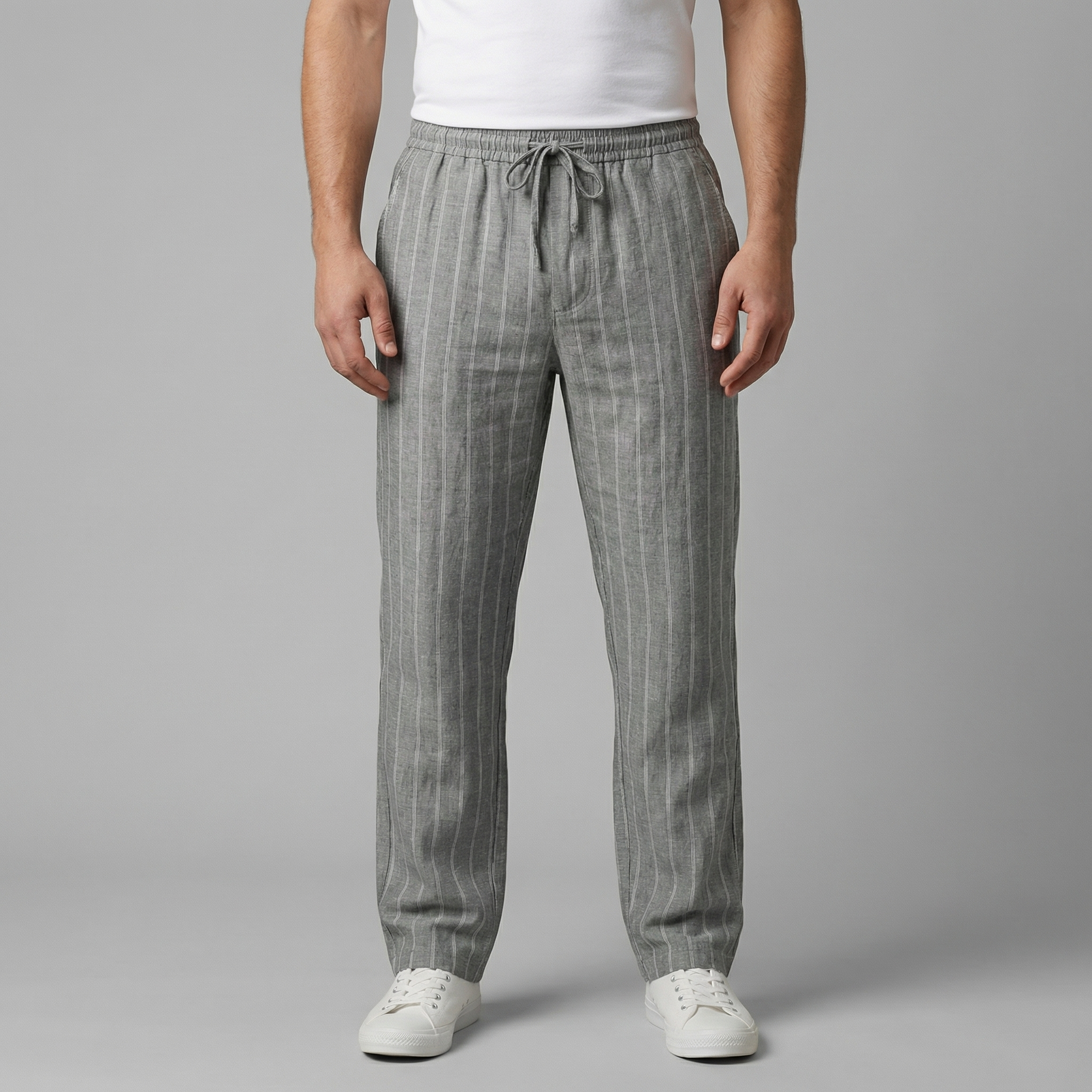 Leinenhose Herren mit Tunnelzugbund und geradem Schnitt – Cornelio