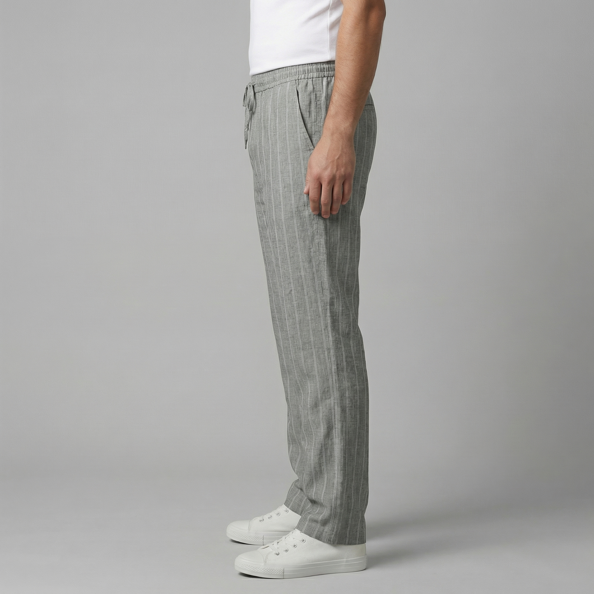 Leinenhose Herren mit Tunnelzugbund und geradem Schnitt – Cornelio
