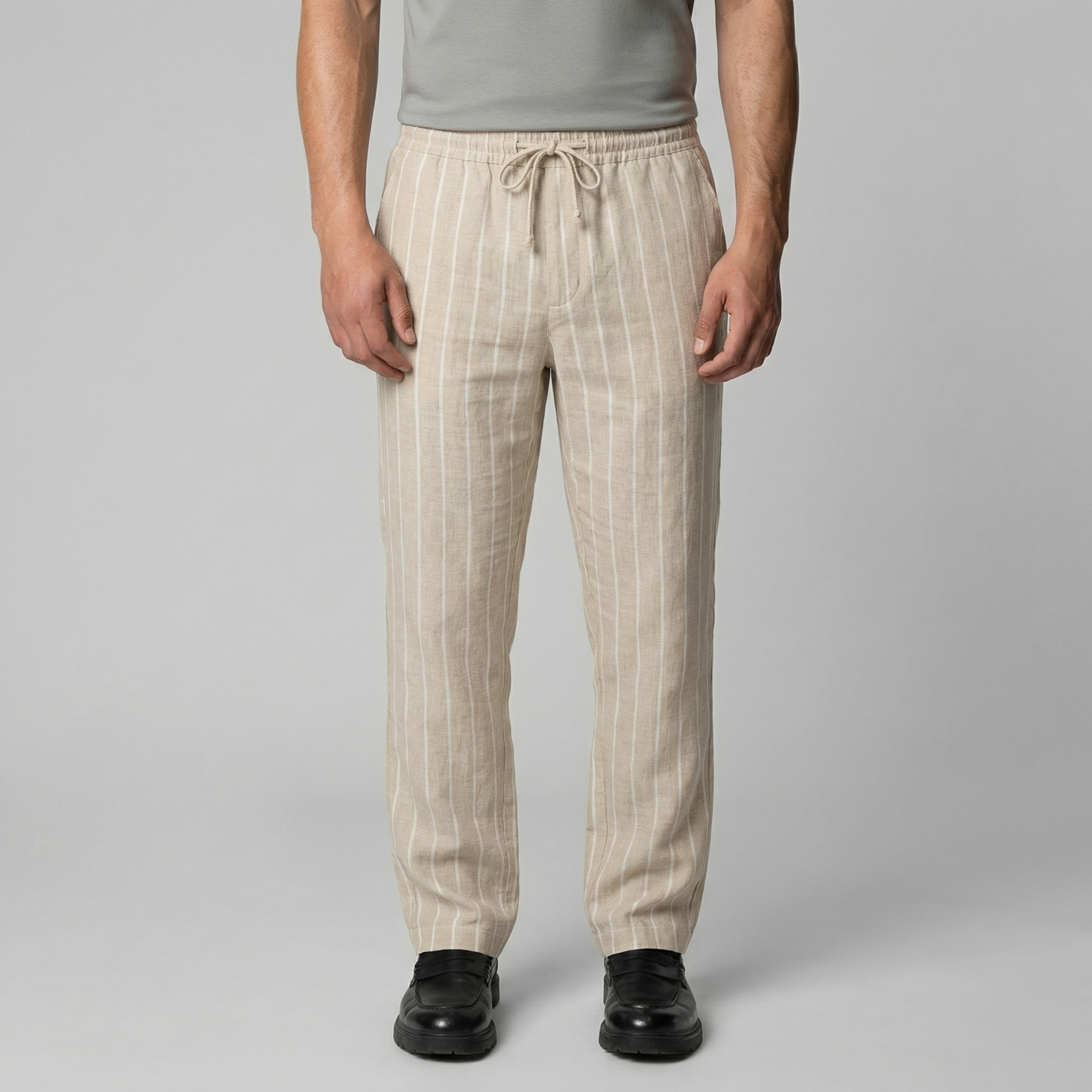 Leinenhose Herren mit Tunnelzugbund und geradem Schnitt – Cornelio