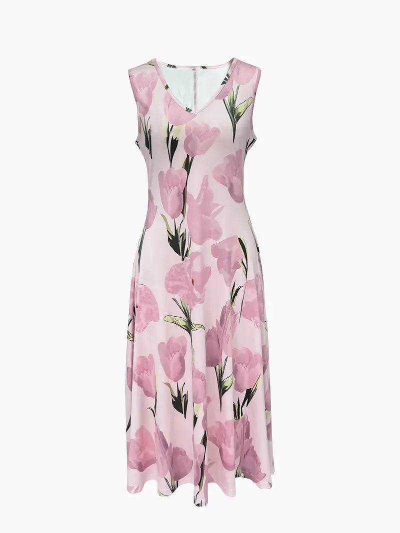 Zweiteiler Damen mit Blumenprint-Midikleid und passendem Kurzjacke – Florentine
