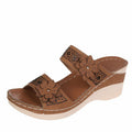 Keilpantoletten Damen mit Blumenapplikation und Strass-Details – Rosalinde