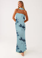 Abendkleid Damen mit Aquarell-Blumen-Print und Necktie-Detail – Rosabelle