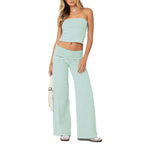 Zweiteiler Damen mit Streifen-Print und Bandeau-Top – Marinette