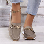 Loafer Damen mit Golddetail und Ziersteppung in Lederoptik – Allegra