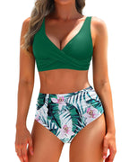 Bikini-Set Damen mit Wickel-Oberteil und High-Waist-Hose – Leonara