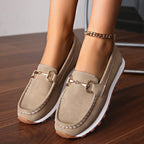 Loafer Damen mit Golddetail und Ziersteppung in Lederoptik – Allegra