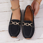 Loafer Damen mit Golddetail und Ziersteppung in Lederoptik – Allegra