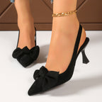 Slingback-Pumps Damen mit Schleifendetail und Kitten Heel – Léonie