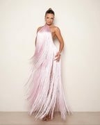 Abendkleid Damen mit Fransen-Besatz und Neckholder-Ausschnitt – Celestine