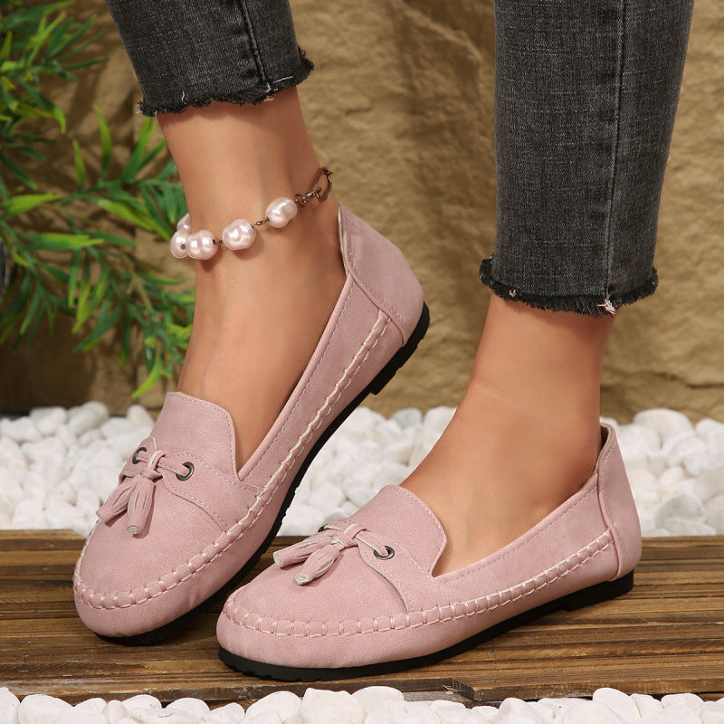 Loafer Damen mit Quastendetail und Ziersteppung in Wildlederoptik – Brunella