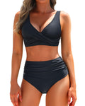 Bikini-Set Damen mit Wickel-Oberteil und High-Waist-Hose – Leonara