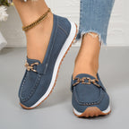 Loafer Damen mit Golddetail und Ziersteppung in Lederoptik – Allegra