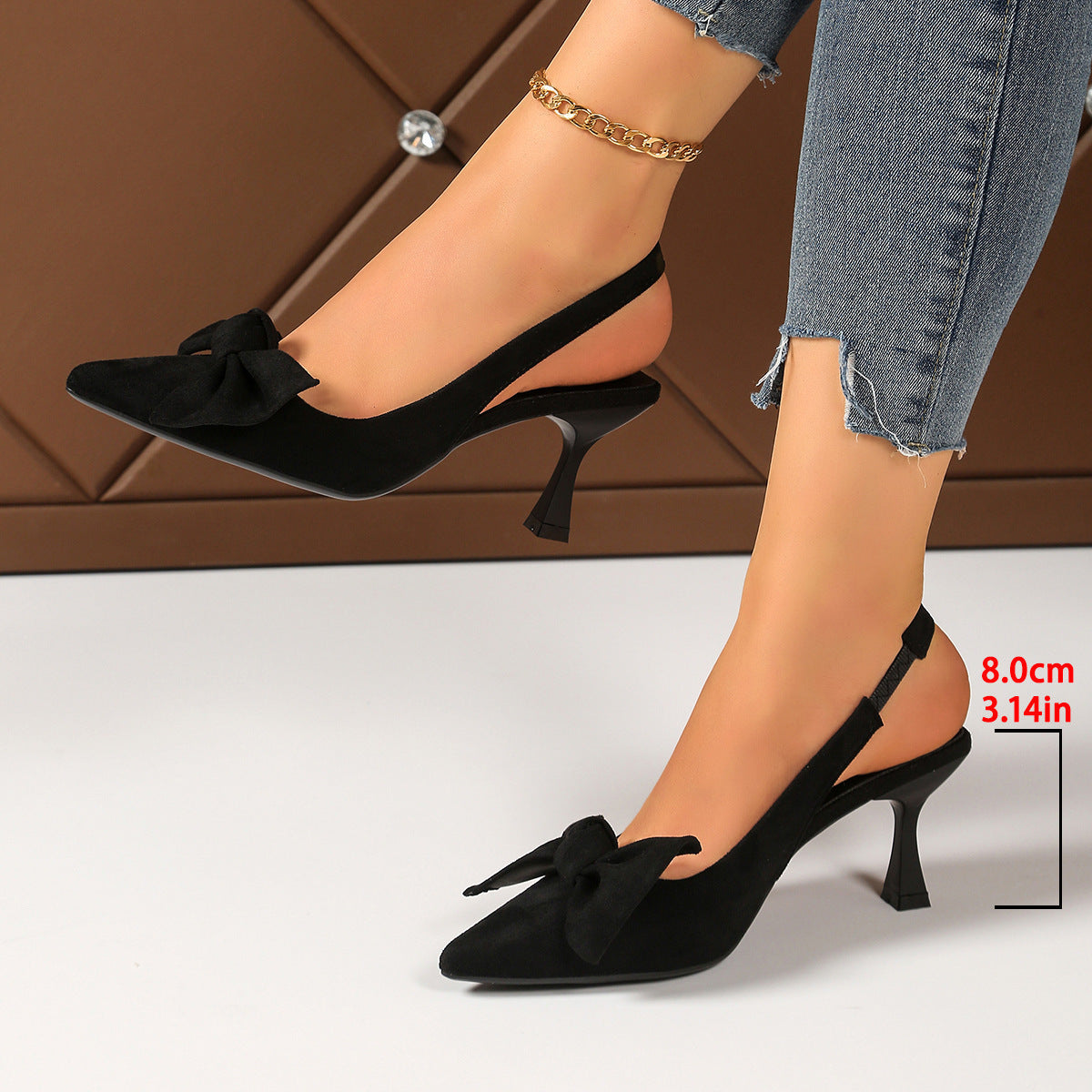 Slingback-Pumps Damen mit Schleifendetail und Kitten Heel – Léonie