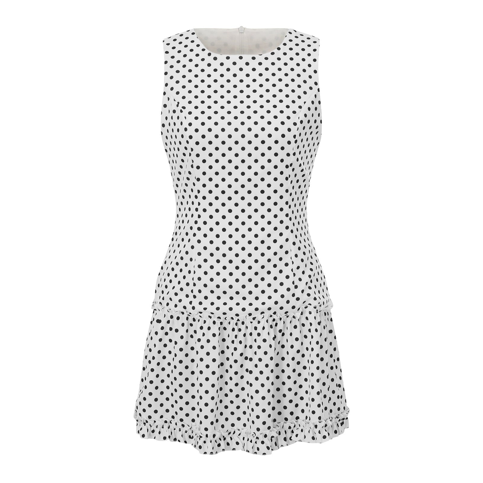 Minikleid Damen mit Polka-Dot-Print und Rüschensaum – Dotilde