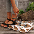 Keilsandalen Damen mit Blumen-Print und Klettverschluss – Marisol