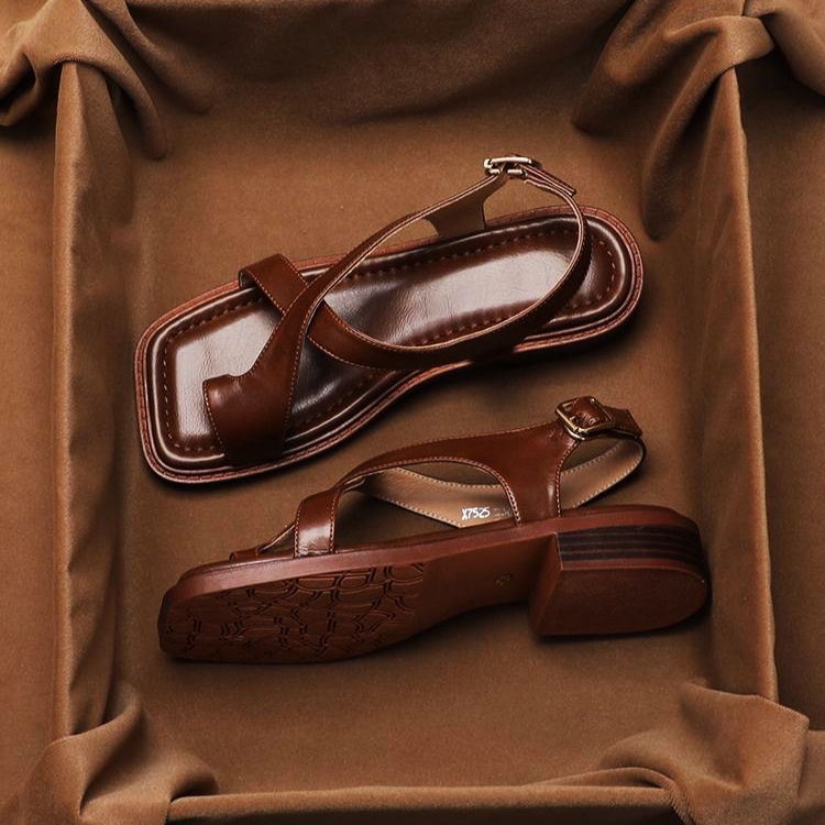 Sandalen Damen mit überkreuzten Riemen und Slingback-Schnalle – Floriana