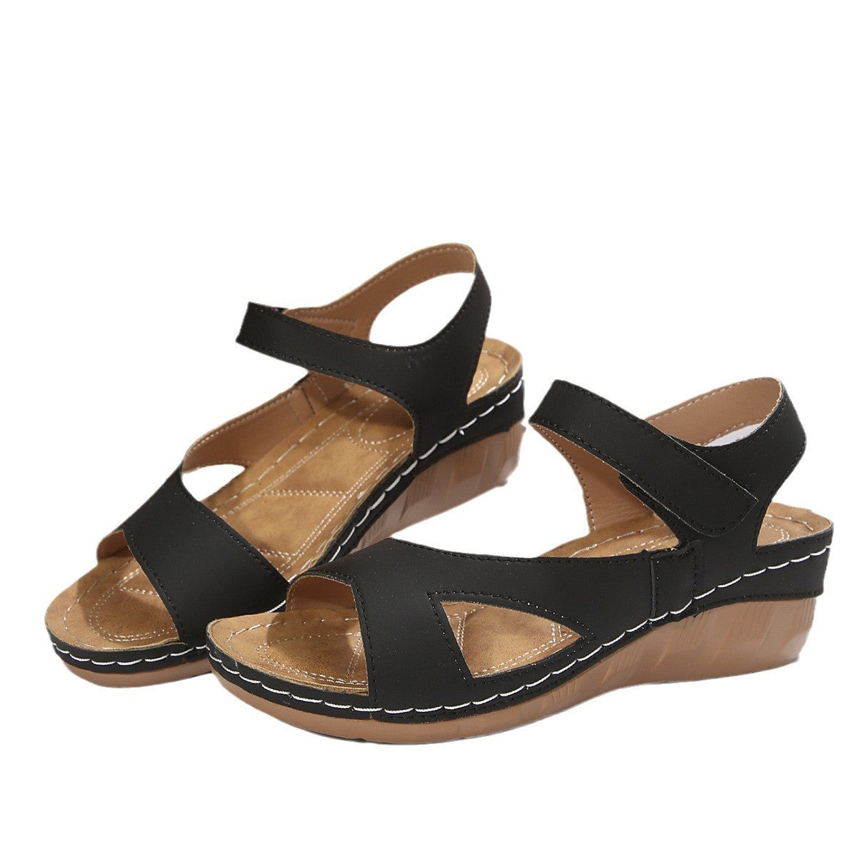 Keilsandalen Damen mit Blumen-Print und Klettverschluss – Marisol