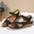 Keilsandalen Damen mit Blumen-Print und Klettverschluss – Marisol