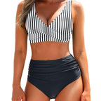 Bikini-Set Damen mit Wickel-Oberteil und High-Waist-Hose – Leonara