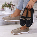 Loafer Damen mit Golddetail und Ziersteppung in Lederoptik – Allegra