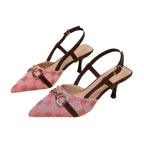 Slingback-Pumps Damen mit Jacquard-Muster und Goldschnallen-Detail – Celestine
