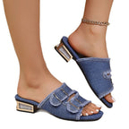 Sandalen Damen mit Denim-Optik und Doppelschnalle – Joëlle