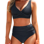 Bikini-Set Damen mit Wickel-Oberteil und High-Waist-Hose – Leonara