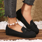 Loafer Damen mit Quastendetail und Ziersteppung in Wildlederoptik – Brunella