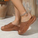 Keilsandalen Damen mit Blumen-Cutout und Peeptoe – Floriana