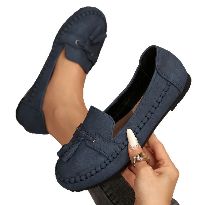 Loafer Damen mit Quastendetail und Ziersteppung in Wildlederoptik – Brunella