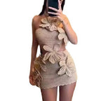 Zweiteiler Damen mit 3D-Blumenapplikationen und Häkel-Optik – Magnolia