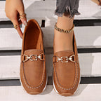 Loafer Damen mit Golddetail und Ziersteppung in Lederoptik – Allegra