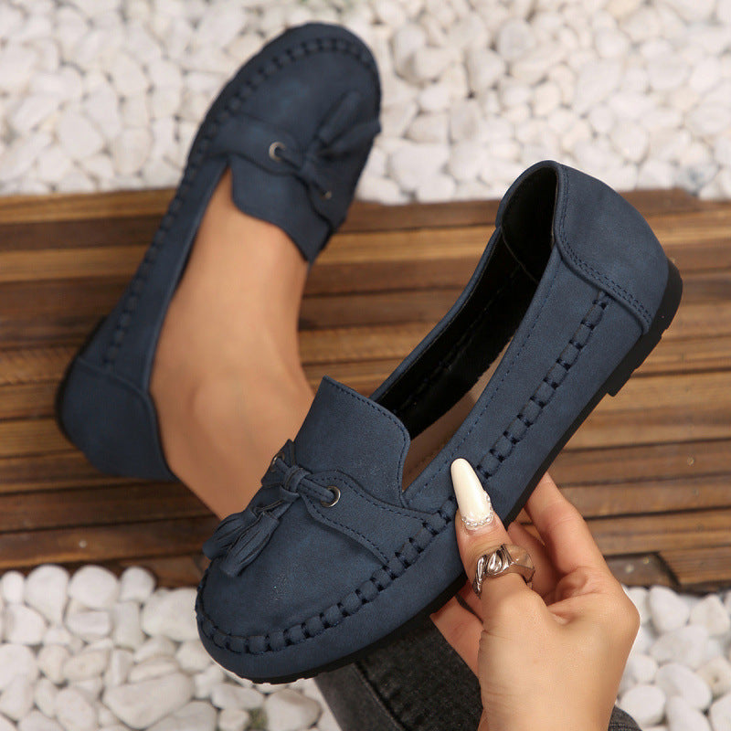 Loafer Damen mit Quastendetail und Ziersteppung in Wildlederoptik – Brunella