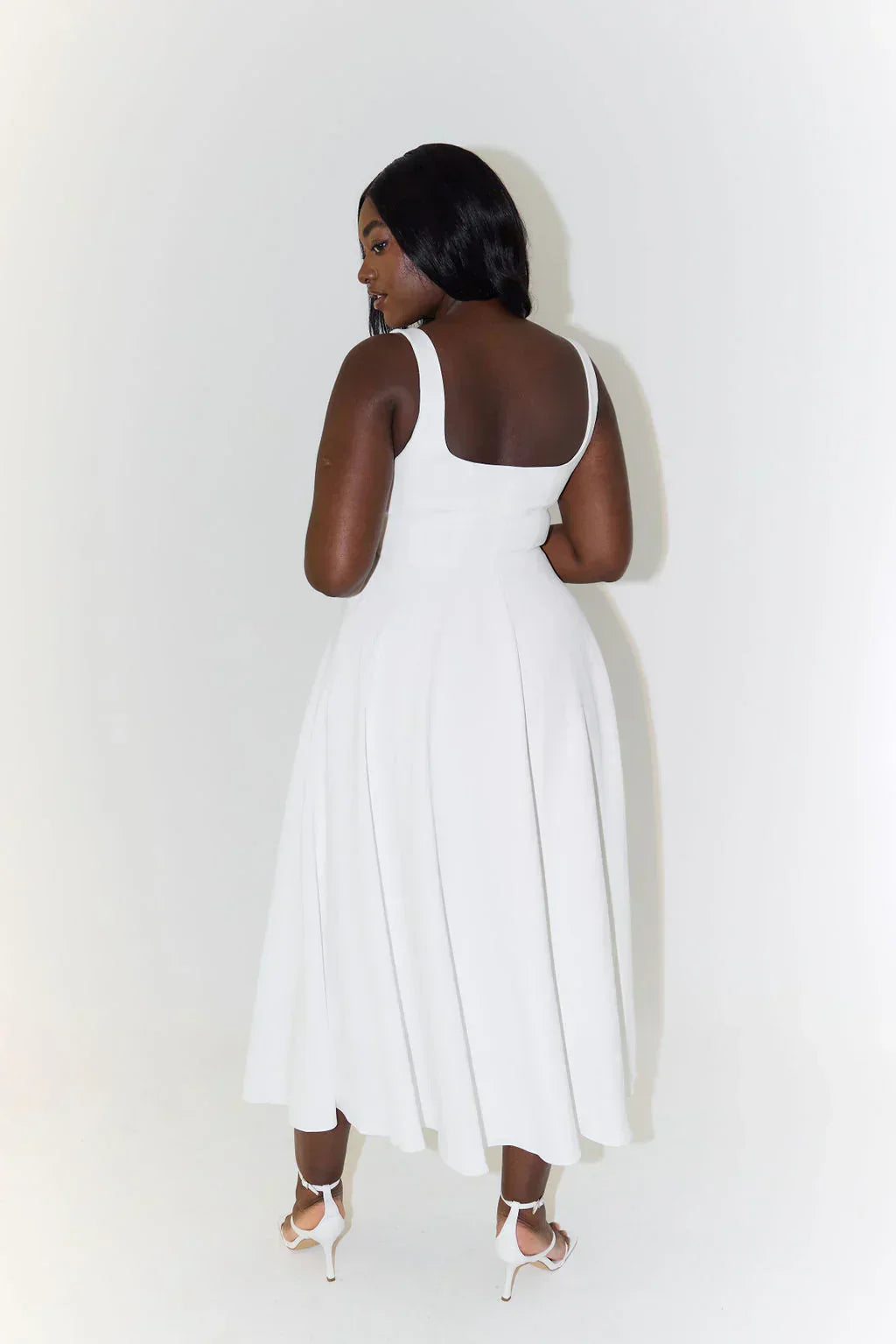 Midikleid Damen mit eckigem Ausschnitt und A-Linie-Rock – Vivienne