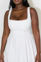 Midikleid Damen mit eckigem Ausschnitt und A-Linie-Rock – Vivienne