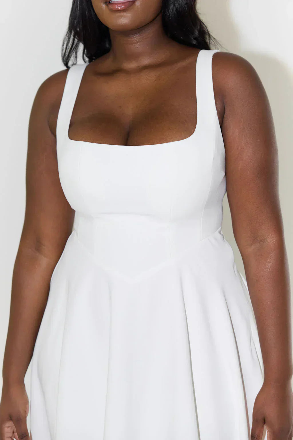 Midikleid Damen mit eckigem Ausschnitt und A-Linie-Rock – Vivienne