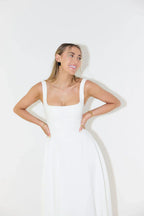 Midikleid Damen mit eckigem Ausschnitt und A-Linie-Rock – Vivienne