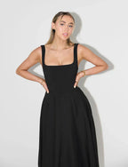 Midikleid Damen mit eckigem Ausschnitt und A-Linie-Rock – Vivienne