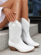 Cowboy-Boots Damen mit Cutout-Muster und Blockabsatz – Savannah
