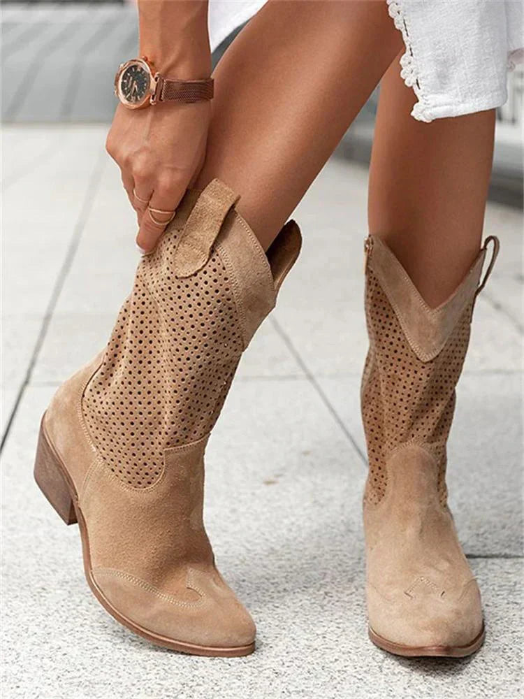 Cowboy-Boots Damen mit Cutout-Muster und Blockabsatz – Savannah