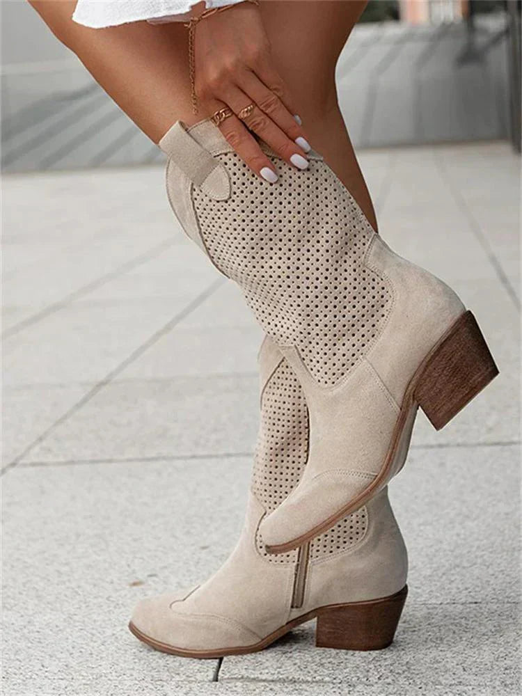Cowboy-Boots Damen mit Cutout-Muster und Blockabsatz – Savannah