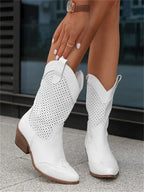 Cowboy-Boots Damen mit Cutout-Muster und Blockabsatz – Savannah