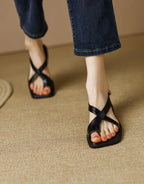 Sandalen Damen mit überkreuzten Riemen und Slingback-Schnalle – Floriana