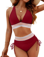 Bikini-Set Damen mit Neckholder und High-Waist-Hose – Catalin