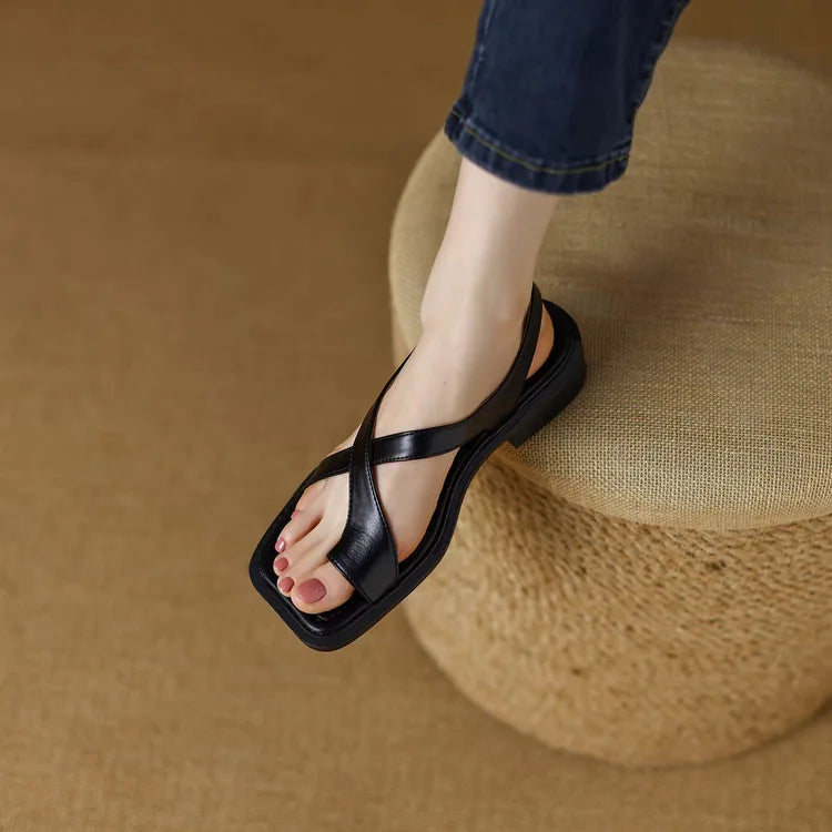 Sandalen Damen mit überkreuzten Riemen und Slingback-Schnalle – Floriana