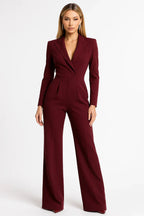 Jumpsuit Damen mit Blazer-Revers und weitem Palazzo-Bein – Delphine